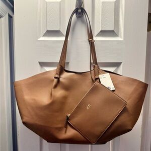 H&M Tan Tote Bag with Matching Zip Pouch